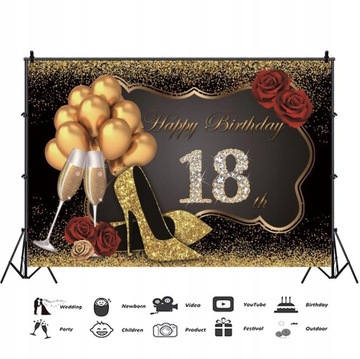 TŁO fotograficzne 18 Urodziny Impreza 250x180cm