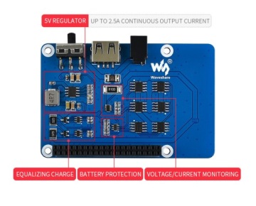 Источник питания UPS HAT Raspberry Pi, выходная мощность 5 В