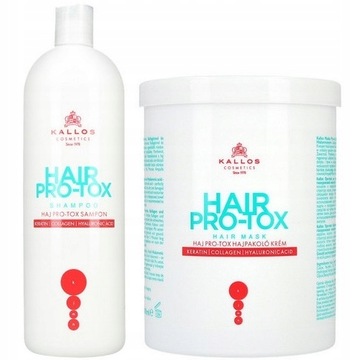 KALLOS ZESTAW DO WŁOSÓW Z KERATYNĄ HAIR PRO-TOX MASKA +SZAMPON 2x1000ml