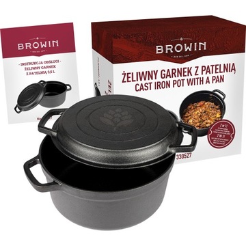 Garnek Żeliwny z patelnią grillową 3,5 L BROWIN