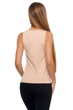 KOSZULKA TOP DAMSKI TANK-TOP BOKSERKA BEZ RĘKAWÓW DLA NIEJ MORAJ XXL BEŻOWA