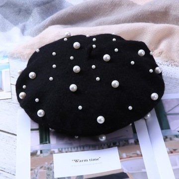 ЗИМНЯЯ КАШЕМИРОВАЯ БЕРЕТТА С ЖЕМЧУГОМ, СТИЛЬНАЯ И УДОБНАЯ