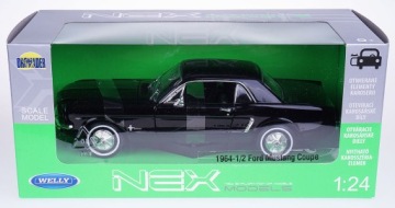 WELLY 1964 1/2 FORD MUSTANG COUPE ЧЕРНЫЙ 1:24 МЕТАЛЛИЧЕСКАЯ НОВАЯ МОДЕЛЬ 22451