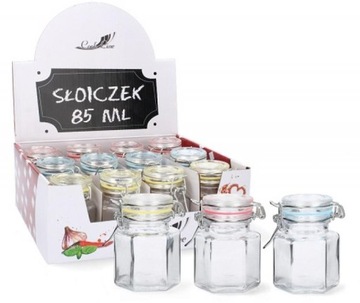 Słoiczek szklany z hermetyczną pokrywką 85ml