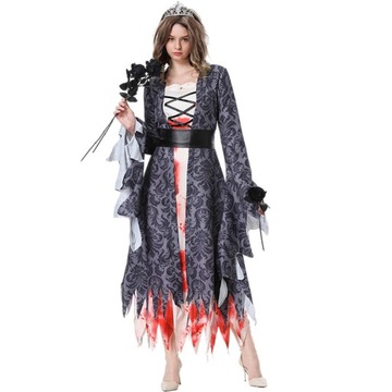 Halloweenowa sukienka księżniczki zombie z plamami krwi cos