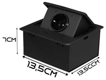 Gniazdo chowane w blat nablatowe wpuszczane czarne