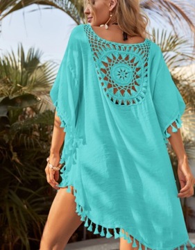 БОХО ТУНИКА ДЛЯ ПЛЯЖА, ВОЗДУХ, СВОБОДНАЯ КЕПКА ПАРЕО