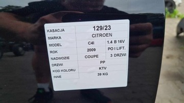 CITROEN C4 COUPE 08-10 DVEŘE PRAVÉ PŘEDNÍ KTV