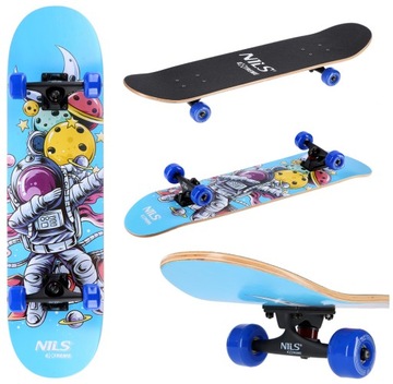 NILS Deskorolka Klasyczna Drewniana Skateboard Dla Początkujących ABEC-7