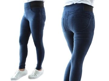 LEGGINSY SPODNIE jeansowe Jegginsy PUSH-UP Getry rurki wysoki stan XL/XXL