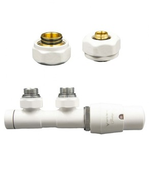 Zawory termostatyczne 50mm TWINS biały prawy Pex