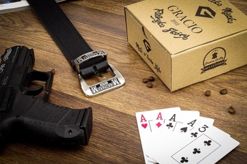 PASEK MĘSKI DO SPODNI SKÓRZANY GRACIO SZEROKI DŁUGOŚĆ PASKA 115 CM PREZENT