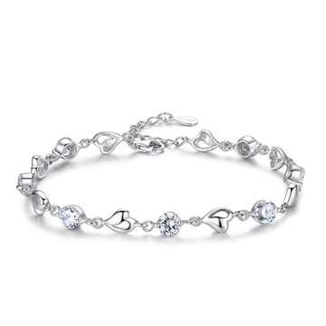 Женский браслет-сердечко, серебряная цепочка, маме, жене, дочке, подарок
