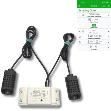 Sonoff 2 czujniki AM2301 temp. i wilgo. 2m Wi-Fi, termostat