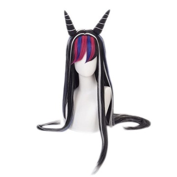 PERUKA CZARNA Z PASEMKAMI COSPLAY DŁUGA