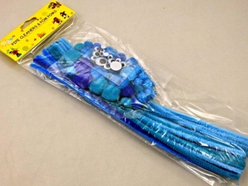 КРЕАТИВНЫЙ НАБОР ИЗ ПРОВОЛОКИ ГЛАЗ, СИНИЕ ПОМПОНЫ