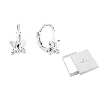 KOLCZYKI MOTYLKI DLA DZIECI SREBRNE MAŁE SWAROVSKI