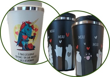 Kubek Termiczny Premium z Nadrukiem KAWKA NA WYPASIE 350ml 0,35l KT_008