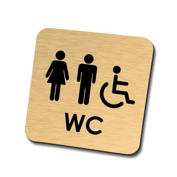 złota tabliczka informacyjna WC razem
