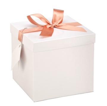 pudełko na prezent upominek 17x17x17cm z kokardką - białe