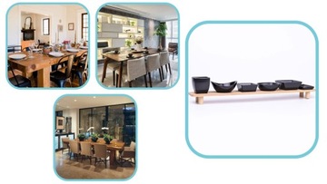 Набор из 6 мисок на ЧЕРНОМ бамбуковом подносе.