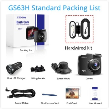 Kamera na deskę rozdzielczą GS63H z dwoma obiektywami 4K UHD nagrywająca kamera samochodowa DVR noktowizor WDR