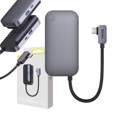 BASEUS HUB USB-C 4W1 USB-A 3.0 HDMI USB-C JACK 3.5MM PD 100W 4K 60HZ 19CM