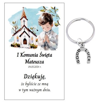 Podziękowania dla gości KOMUNIA ŚWIĘTA PAMIĄTKA PREZENT SZCZĘŚCIE PODKOWA