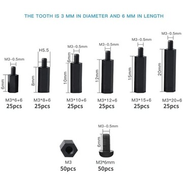 ПРОСТАВКИ И ШАЙБЫ М3Х6 250 ШТ.