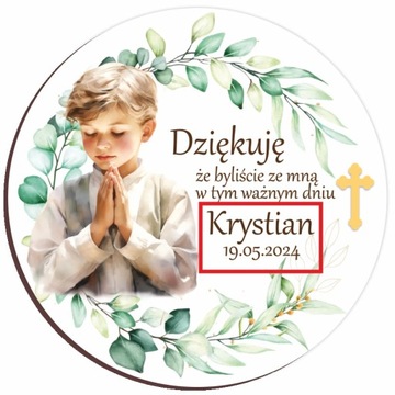 Благодарственное письмо для гостей Первого Причастия, именной магнит.