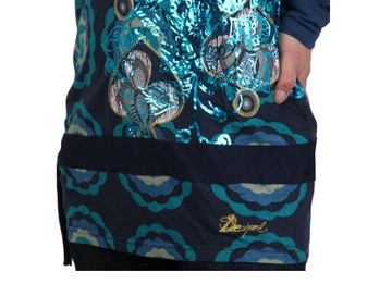 Granatowa bawełniana bluzka tunika ornamenty Desigual M