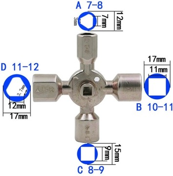 УНИВЕРСАЛЬНЫЙ КЛЮЧ ДЛЯ ЭЛЕКТРИЧЕСКИХ ШКАФОВ, РАСПРЕДЕЛИТЕЛЬНЫХ КОРОБОК, СТАЛЬ 10в1