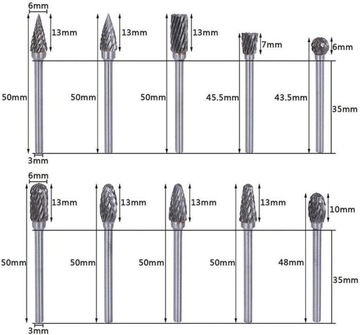 КОНЦЕВЫЕ ФРЕЗЫ ПО МЕТАЛЛУ, 10 ШТ, КАРБИД ВОЛЬФРАМА, ЦЕНТРИРОВАННЫЙ ТВЕРДЫЙ КАРБИД