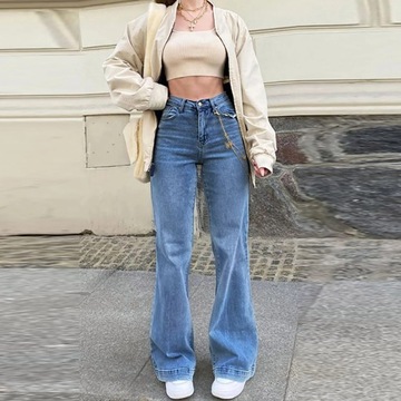 2024 Women Flared Jeans Mid Waist Denim Pant Vinta