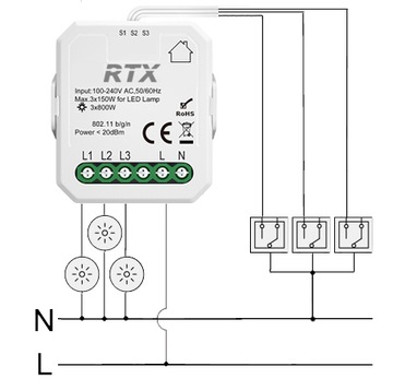 Релейный переключатель контроллера, 3 цепи TUYA ZigBee