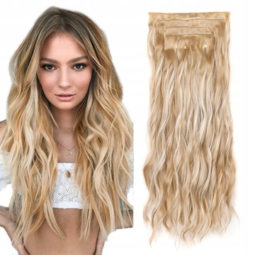 55CM NATURALNE WŁOSY DOCZEPIANE CLIP IN Falowana