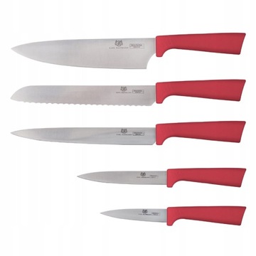 НАБОР НОЖЕЙ 5 ШТ. В БЛОКЕ, КРАСНАЯ СТАНДАРТНАЯ ВСТАВКА