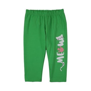 Legginsy 3/4 dziewczęce, zielone z kotkiem, Tup Tup, r. 158