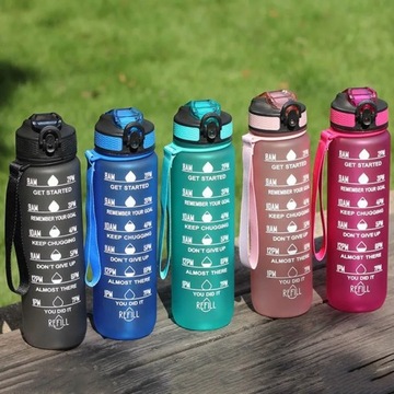 БУТЫЛКА ДЛЯ ВОДЫ СПОРТИВНАЯ БУТЫЛКА С МЕРКОЙ ДЛЯ ФИТНЕС-ЗАЛОВ 1Л