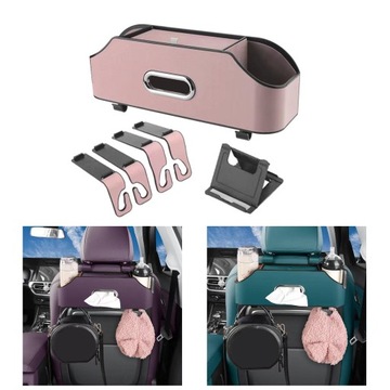 Органайзер на спинку автомобильного сиденья, коробка для салфеток с крючком-вешалкой, розовый цвет, сохранит порядок в автомобиле