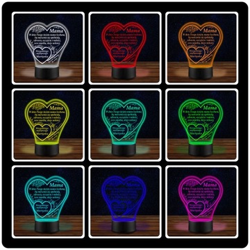 СВЕТОДИОДНЫЙ НОЧНИК подарок ДЕНЬ МАТЕРИ СТАТУЭТКА МАТЕРИНСКОГО СЕРДЦА СПАСИБО