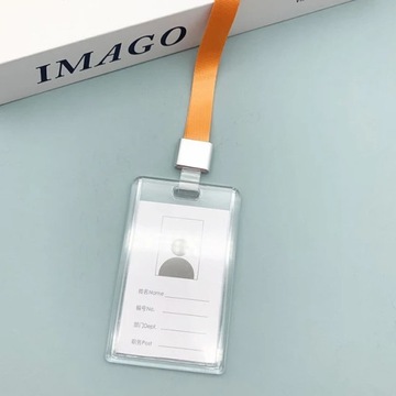 Transparent Acrylic Card Cover Case Lanyard Badge Holder Sliding Company