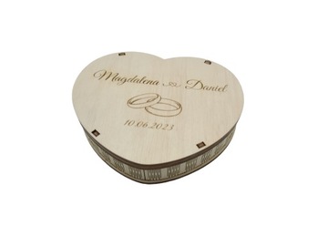 Деревянная шкатулка для обручальных колец, гравировка свадебное СЕРДЦЕ