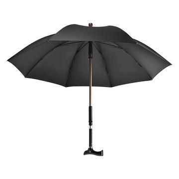 Walking Rod Parasol przeciwdeszczowy Wiatroszczelny czarny