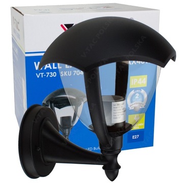 LAMPA kinkiet OGRODOWY zewnętrzna czarna VT-730