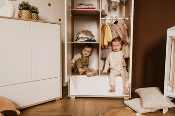 Meble Dziecięce Zestaw Mebli dla Dzieci Szafa Łóżeczko Buk Biały IDA + Mata