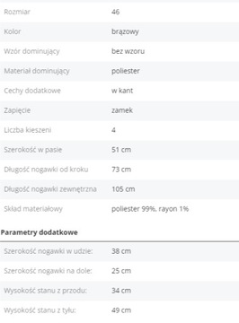 Duże Spodnie Giorgio Brutini z USA R46 Pas 102cm C736