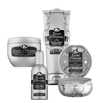 Tesori Muschio Bianco PIŻMO zestaw prezentowy: perfumy, krem, żel, świeca