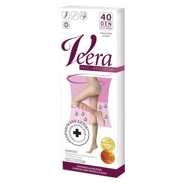 Podkolanówki uciskowe przeciwżylakowe 40 DEN Veera 3/4 naturalny