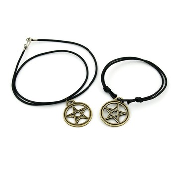 Komplet naszyjnik i bransoletka pentagram No 1